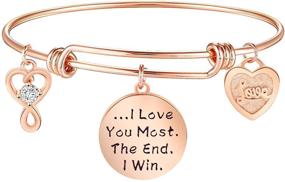 img 1 attached to 💌 QIIER I Love You Most The End I Win Bracelet - Infinity Love Heart Charm Bangle - Perfect Valentine's Day Gift for Girlfriend