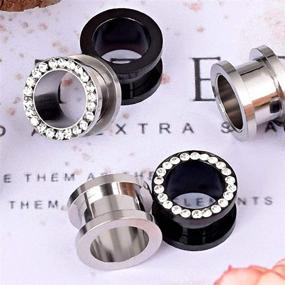 img 3 attached to Qmcandy 8/12pcs 8G-1 inch Stainless Steel Screw 💎 Fit Ear Tunnels with Single Row CZ Gemstone Piercing