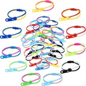 img 4 attached to Vibrant Jetec Zipper Bracelet Set: 60 Pieces Friendship Fidget Sensory Toys for Kids' Birthday Parties & School Fun, Mixed Colors