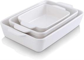 img 4 attached to KOOV Bakeware Set: Ceramic Baking Dish Set for Cooking, Cake 🍽️ Dinners, and Kitchen - 9 x 13 Inches, 3-Piece (Set of 3, White)