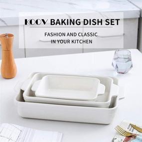 img 3 attached to KOOV Bakeware Set: Ceramic Baking Dish Set for Cooking, Cake 🍽️ Dinners, and Kitchen - 9 x 13 Inches, 3-Piece (Set of 3, White)