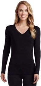 img 1 attached to 👕 Cuddl Duds Softwear V-Neck Top: Ultra-Comfy Long Sleeve with Stretch for Women