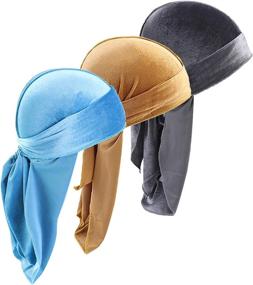 img 4 attached to 🧢 Durags Doo Rag Dew Rags: Achieve Seamless 360 Waves! 3Pack Velvet Durags for Men and Women