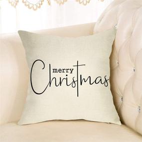 img 2 attached to 🎄 Softxpp Merry Christmas Rustic Throw Pillow Cover - Decorative Xmas Sign, Farmhouse Winter Cushion Case - Holiday Home Decoration, 18’’ x 18’’ Square Pillowcase for Sofa Couch - Cotton Linen