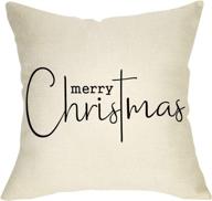 🎄 softxpp merry christmas rustic throw pillow cover - decorative xmas sign, farmhouse winter cushion case - holiday home decoration, 18’’ x 18’’ square pillowcase for sofa couch - cotton linen логотип