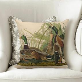 img 3 attached to 🦆 SPXUBZ Vintage Audubon Mallard Duck Print Pillow Cover - Decorative Home Décor Gift - 18x18 Inch Indoor/Outdoor Square Pillowcase