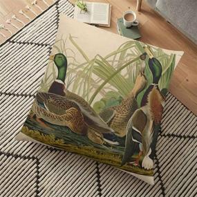 img 2 attached to 🦆 SPXUBZ Vintage Audubon Mallard Duck Print Pillow Cover - Decorative Home Décor Gift - 18x18 Inch Indoor/Outdoor Square Pillowcase