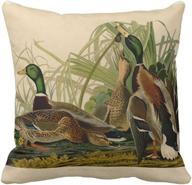 🦆 spxubz vintage audubon mallard duck print pillow cover - decorative home décor gift - 18x18 inch indoor/outdoor square pillowcase логотип