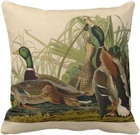 img 4 attached to 🦆 SPXUBZ Vintage Audubon Mallard Duck Print Pillow Cover - Decorative Home Décor Gift - 18x18 Inch Indoor/Outdoor Square Pillowcase