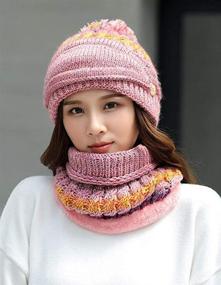 img 1 attached to 🧣 Cozy Winter Knit Beanie Hat Set with Pompom, Scarf, and Mask for Women