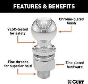 img 2 attached to 🚚 CURT 40030 Chrome Trailer Hitch Ball | Heavy-Duty 15,000 lbs Capacity | 2-5/16-Inch Diameter | 1-1/4 x 2-5/8-Inch Shank