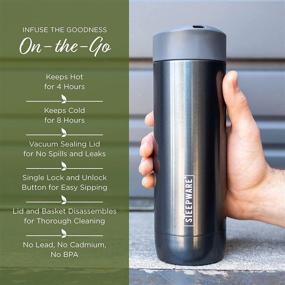 img 2 attached to 🍵 The Tea Spot Voyager Tea Tumbler - Travel Bottle with Tea Infuser for Loose Leaf Tea or Iced Coffee - 15.2oz, Peridot - Double-Walled Insulated Bottle Keeps Drinks Hot & Cold for Hours