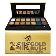 🌟 w7 24k gold rush pressed pigment palette makeup: cream matte, shimmer, glitter & toppers in natural, gold, blue & yellow shades – cruelty free logo