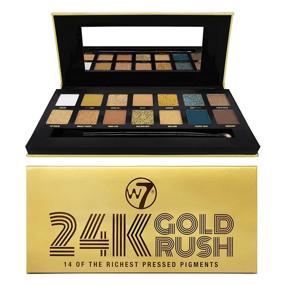 img 3 attached to 🌟 W7 24K Gold Rush Pressed Pigment Palette Makeup: Cream Matte, Shimmer, Glitter & Toppers in Natural, Gold, Blue & Yellow Shades – Cruelty Free