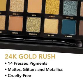 img 1 attached to 🌟 W7 24K Gold Rush Pressed Pigment Palette Makeup: Cream Matte, Shimmer, Glitter & Toppers in Natural, Gold, Blue & Yellow Shades – Cruelty Free