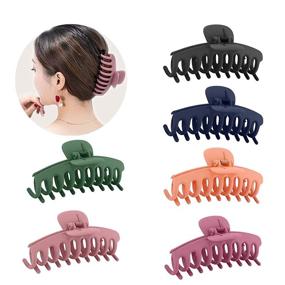 img 4 attached to 💇 6-Pack Big Non-slip Hair Claw Clips - 4 Inch Large Clips for Thick and Thin Hair, Strong Hold Hair Accessories for Women and Girls - Available in 6 Colors