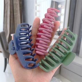 img 1 attached to 💇 6-Pack Big Non-slip Hair Claw Clips - 4 Inch Large Clips for Thick and Thin Hair, Strong Hold Hair Accessories for Women and Girls - Available in 6 Colors