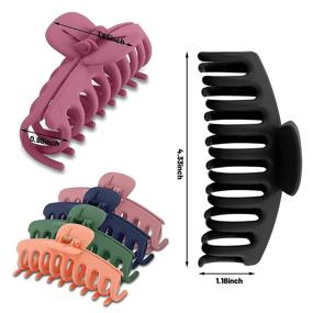 img 2 attached to 💇 6-Pack Big Non-slip Hair Claw Clips - 4 Inch Large Clips for Thick and Thin Hair, Strong Hold Hair Accessories for Women and Girls - Available in 6 Colors