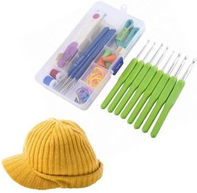 img 4 attached to 52-Piece Crochet Hooks Set - 16 Sizes, Needles, Stitches, Knitting Crafts, Plastic Case - Purple/Pink/Green/Rosy (Green Color)