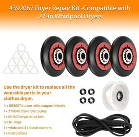 img 3 attached to 🔧 4392067 Dryer Maintenance Kit for Whirlpool Kenmore Maytag Dryers - WPW10314173 Roller, 661570V Belt, 279640 Idler Pulley - Replaces 4392067VP AP3109602 587637 80047 2015