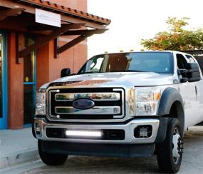 img 1 attached to 20-дюймовая светодиодная планка iJDMTOY для нижней решетки 2011-2016 Ford F250 F350 Super Duty, полная с 120W мощным светодиодным фонарем, крепежными кронштейнами для установки бампера и комплектом проводов с выключателем/включателем.