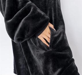 img 1 attached to EMMandSOPHIE Oversized Wearable Blanket Sweatshirt - Cozy Hooded Blanket with 2 Front Pockets - Machine Washable - for Adults, Women, Men, and Teens - Black