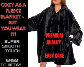 img 2 attached to EMMandSOPHIE Oversized Wearable Blanket Sweatshirt - Cozy Hooded Blanket with 2 Front Pockets - Machine Washable - for Adults, Women, Men, and Teens - Black