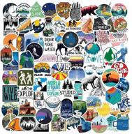 🏕️ 107pcs adventure camping stickers pack - waterproof vinyl nature decals for outdoor hiking, backpacking, and camping - perfect for water bottles, laptops, hydroflasks, and cars - ideal for adults, teens, boys, and girls logo