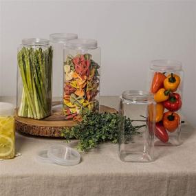 img 1 attached to 🍽️ Silicook Clear Plastic Jar Set, 3-40oz, Square Shaped, Transparent Food Storage Containers for Dry Goods, Spices, Vegetables, Ingredients, and More - Kitchen and Household Organization