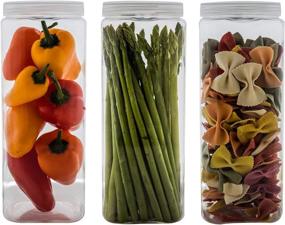 img 3 attached to 🍽️ Silicook Clear Plastic Jar Set, 3-40oz, Square Shaped, Transparent Food Storage Containers for Dry Goods, Spices, Vegetables, Ingredients, and More - Kitchen and Household Organization