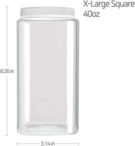 img 4 attached to 🍽️ Silicook Clear Plastic Jar Set, 3-40oz, Square Shaped, Transparent Food Storage Containers for Dry Goods, Spices, Vegetables, Ingredients, and More - Kitchen and Household Organization