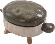 🐢 large green kelendle animal footstool turtle ottoman | upholstered pu leather pouf wood stool rest for living room, bedroom, sofa, bench, seat, chair | grass-colored logo