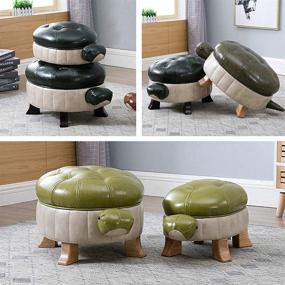 img 1 attached to 🐢 Large Green Kelendle Animal Footstool Turtle Ottoman | Upholstered PU Leather Pouf Wood Stool Rest for Living Room, Bedroom, Sofa, Bench, Seat, Chair | Grass-Colored