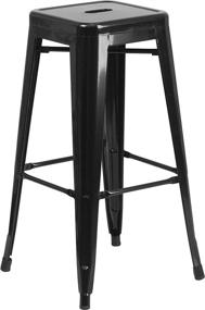 img 3 attached to 🪑 High-quality Flash Furniture 30" High Backless Black Metal Barstool - Perfect for Indoor and Outdoor Use