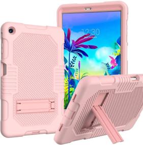 img 4 attached to 🌹 JSUSOU Case for LG G Pad 5 10.1 FHD - Ultimate Protection for Kids - Shockproof Rugged Silicone Cover with Kickstand - Rose