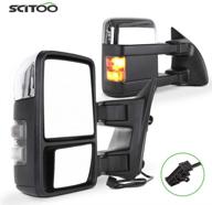 🔍 scitoo towing mirrors: chrome rear view for 2008-2016 ford f250-f550 super duty truck - power heated turning signal & manual extending folding, larger glass logo