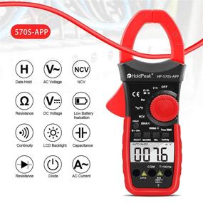 img 2 attached to 🔌 HOLAPEAK HP-570S-APP Digital Clamp Multimeter with Bluetooth Connectivity - Voltage Multimeter & Amp Ohm Tester, 6000 Count with Non-Contact Voltage Detection, Auto Range, AC/DC Voltage, AC/DC Current, Resistance