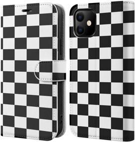 img 4 attached to 📱 BEMAL iPhone 11 Wallet Case with RFID Blocking + Fashionable Black White Checkered Design – Flip Case for iPhone 11 6.1