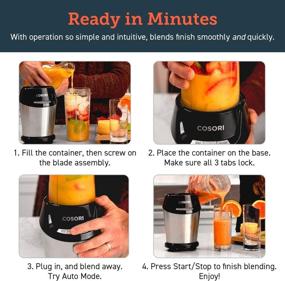 img 1 attached to 🍹 COSORI 9-Piece Blender for Shakes and Smoothies 800W Auto-Blend High Speed - Ice Crushing & Frozen Fruit Mixer, 2x 24oz Cups, 1x 12oz Cup, ETL Listed