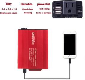 img 1 attached to 🚗 Bapdas 150W Car Power Inverter: DC 12V to 110V AC Converter with 3.1A Dual USB Car Adapter - Red, Efficient & Reliable