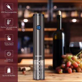 img 3 attached to 🍷 Electric USB Rechargeable Wine Opener Kit, EUDORS Stainless Steel Automatic Corkscrew with Foil Cutter and Stopper, One-Touch Operation, Display, Uncork up to 60 Bottles - Perfect Wine Lover Gift