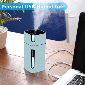 img 1 attached to 💧 Portable USB Personal Mini Humidifier - Aeecruny Desktop Car Humidifier, Ideal for Bedroom, Office, Home - Auto Shut-Off, 2 Mist Modes, Super Quiet (Blue)
