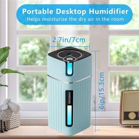 img 4 attached to 💧 Portable USB Personal Mini Humidifier - Aeecruny Desktop Car Humidifier, Ideal for Bedroom, Office, Home - Auto Shut-Off, 2 Mist Modes, Super Quiet (Blue)