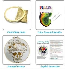 img 3 attached to 🎃 Beginner-Friendly Nuberlic Embroidery Kit: Halloween Skull with Flowers Cross Stitch Set for Adults