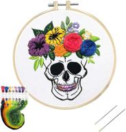 🎃 beginner-friendly nuberlic embroidery kit: halloween skull with flowers cross stitch set for adults logo