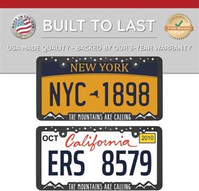 img 1 attached to 🏔️ Spiffy Mountain License Plate Frame Holder Bracket for US/CAN Vehicles, Mountains Calling Design, Raised Lettering, Made in USA, Ideal Gift for Hiking & Outdoor Sports Fans