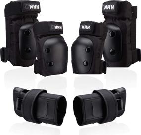 img 4 attached to NHH 6-in-1 Protective Gear Set for Kids, Youth, and Adults - Knee Pads, Elbow Pads, and Wrist Guards for Bicycling, Cycling, Skateboarding, Inline Skating, and Scootering