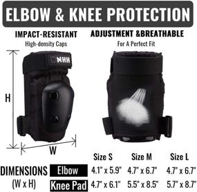 img 1 attached to NHH 6-in-1 Protective Gear Set for Kids, Youth, and Adults - Knee Pads, Elbow Pads, and Wrist Guards for Bicycling, Cycling, Skateboarding, Inline Skating, and Scootering