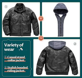 img 2 attached to 🧥 Winter-ready Motorcycle Boys' Clothing: Stylish Leather Jacket for Ultimate Protection