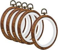 🎄 set of 5 imitated wood embroidery hoops - 3 inch circles for christmas crafting, art, sewing, and display logo